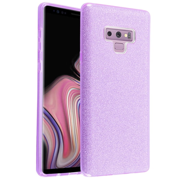 FIEWESEY Glitter Cute Phone Case for Samsung Galaxy Note 9 Case, Bling Sparkly Luxury Thin Silicone Rubber Soft Protective Case for Girls Women (Purple)