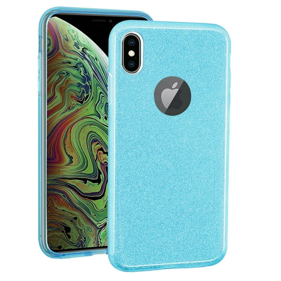 FIEWESEY Glitter Cute Phone Case for Apple iPhone XR Case, Bling Sparkly Luxury Thin Silicone Rubber Soft Protective Case for Girls Women (Blue)