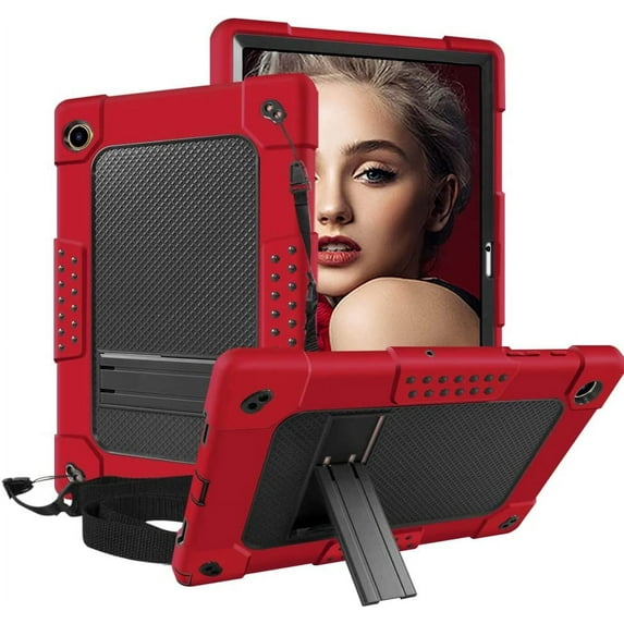 FIEWESEY Kids Cover Case for Samsung Galaxy Tab A8 10.5 Inch (SM-X200/SM-X205/SM-X207),Dual Layer Hybrid Protective Case with Kickstand for Samsung Galaxy Tablet A8 10.5"(2022 Released)(Red/Black)