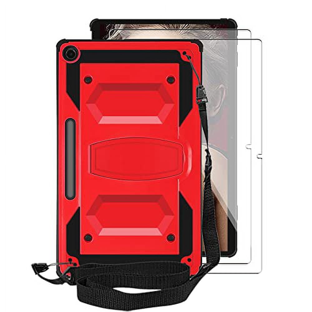 FIEWESEY for Lenovo IdeaPad Duet 5 Chromebook Tablet Case,Shockproof Hybrid Rugged  Case (with Stand) for Lenovo IdeaPad Duet 5 Chromebook 13.3 Inch 2-in-1  Tablet+Screen Protector (Red,1 Pack) 