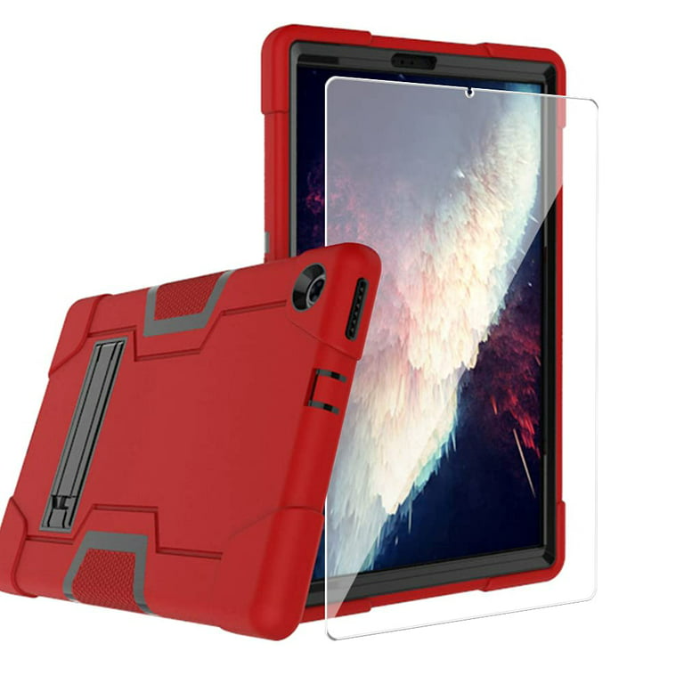 FIEWESEY for Lenovo Tab M10 Plus Case,Hybrid Full-Body Shockproof Rugged  Protective Case with Stand for Lenovo Tab M10 Plus(TB-X606F/TB-X606X) 10.3  Inch+Screen Protector (Red/Black, 1 Pack) 