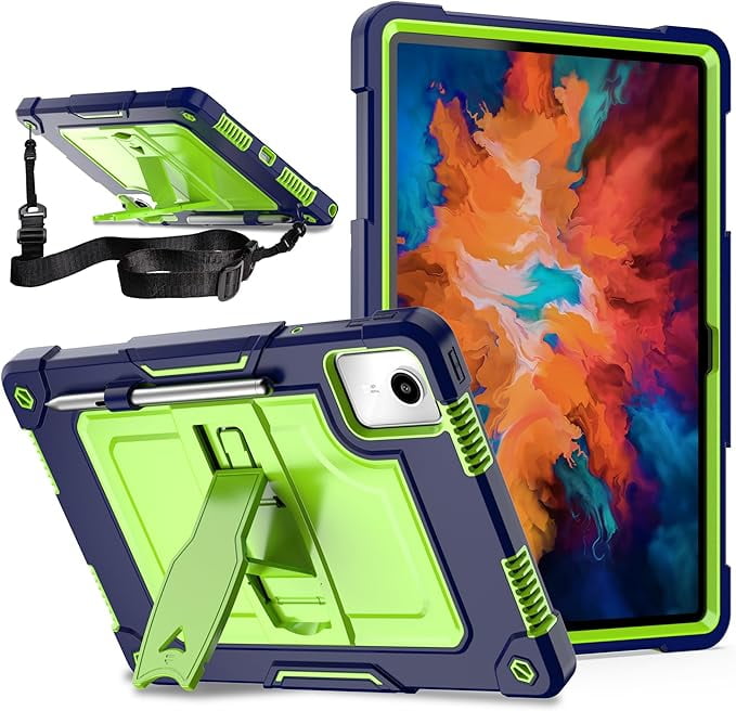 Étui Avec Support Et Porte-stylo Pour Lenovo Tab M11 2024 (11") & Xiaomi Redmi Pad SE 2023 - Bleu, Angle Réglable, Poche Carte - 14