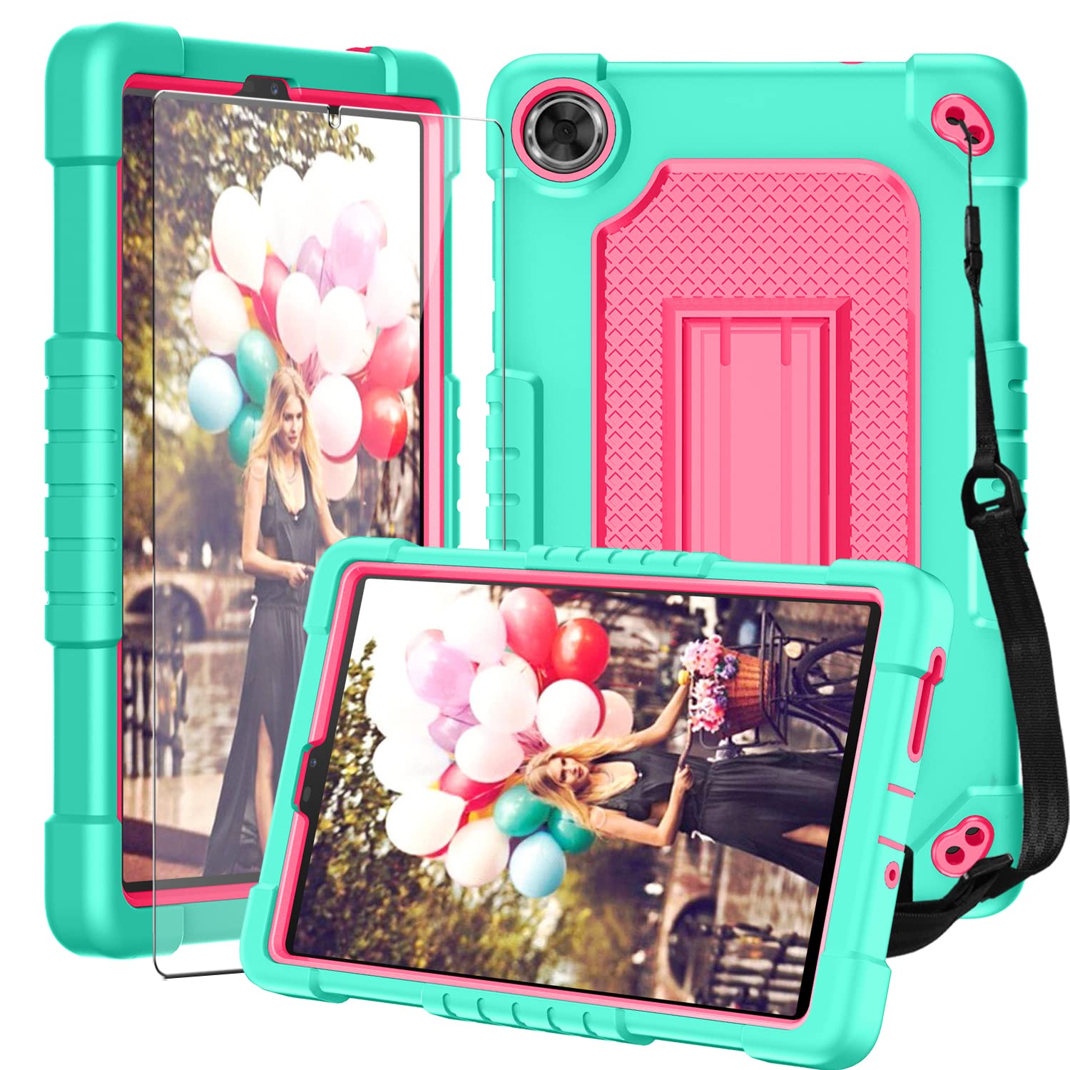 Soft Silicone Case With Adjustable Stand For ZOFYWNAS 10.36 Inch Tablet – Shockproof Kids-Friendly Cover (Rainbow)