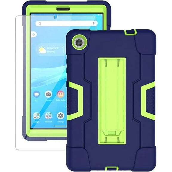 FIEWESEY for Lenovo Tab M8 Gen 3 2022 Case,Heavy Duty Shockproof Kids Hybrid Rugged Case(with Stand) for Lenovo Tab M8/M8 Smart /Tab M8 HD LTE 8 Inch Tablet+Screen Protector(Navy/Green,1 Pack)