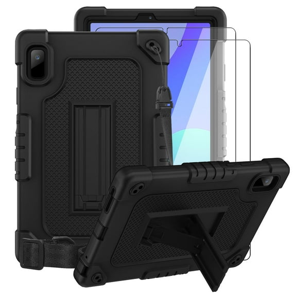 FIEWESEY for Lenovo Tab M9 Tablet Case,Heavy-Duty Drop-Proof Shockproof Hybrid Kids Friendly Protective Case (with Stand) for Lenovo Tab M9 2023 Release 9 Inch+Screen Protector(Black/Black,2 Pcs)