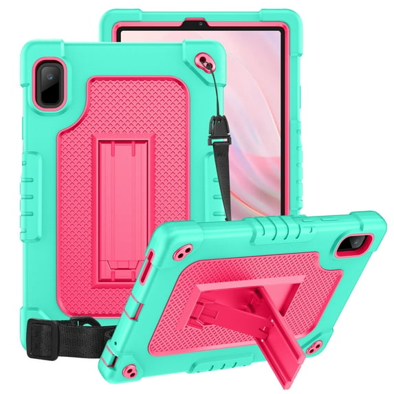 FIEWESEY for Lenovo Tab M9 Tablet Case,Heavy-Duty Drop-Proof Shockproof Shoulder Strap Hybrid Kids Friendly Protective Case for Lenovo Tab M9 2023 Release 9 Inch(Model:TB-310FU/310XU)(Green/Pink)