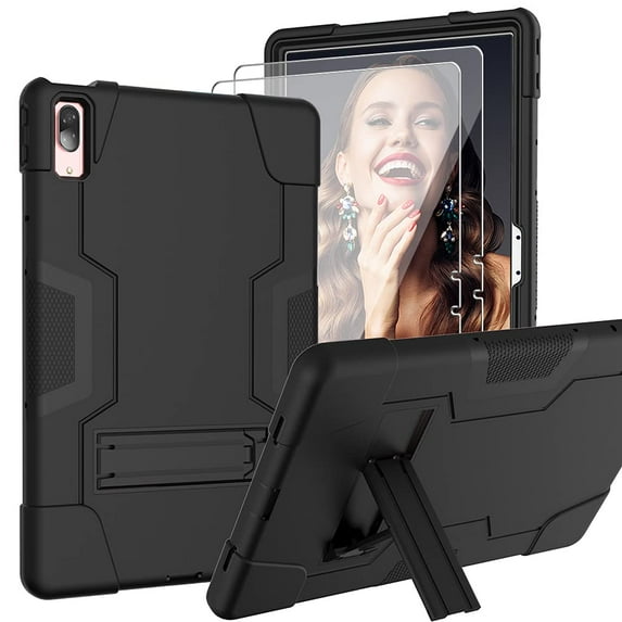 FIEWESEY for Lenovo Tab P11 Pro Tablet Case ,Drop-Proof Shock-Resistant Rugged (with Stand) Hybrid casefor Lenovo Tab P11 Pro 11.5 inch (Model:TB-J706F/J706L)+Screen Protector (Black/Black, 2 Pack)