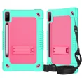thumbnail image 1 of FIEWESEY for Lenovo Tab P12 inch 2023 TB370FU Heavy Duty Cover with Kickstand Shoulder Strap Built in Pen Holder Kids Friendly Shell Case for Lenovo Tab P12 Lenovo Xiaoxin Pad Pro 12.7" (2*GreenPink), 1 of 2