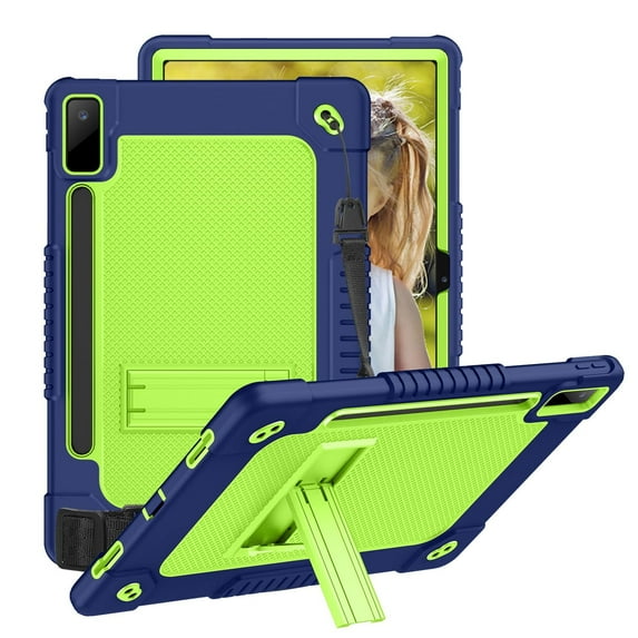 FIEWESEY for Lenovo Tab P12 inch 2023 Heavy Duty Cover with Kickstand Shoulder Strap Built in Pen Holder Kids Friendly Shell Case for Lenovo Tab P12 / Lenovo Xiaoxin Pad Pro 12.7" (Navy Green)