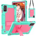 thumbnail image 1 of FIEWESEY For MEIZE D115 KADYBE D115 10.1 Inch Tablet Case & Shoulder Strap Kickstand Kids Friendly Case for ANTEMPER D106/Qukenk 2024/DOMATON D105/Relndoo YOBANSE T618/kimlok 10.1" Tablet - GreenPink, 1 of 6