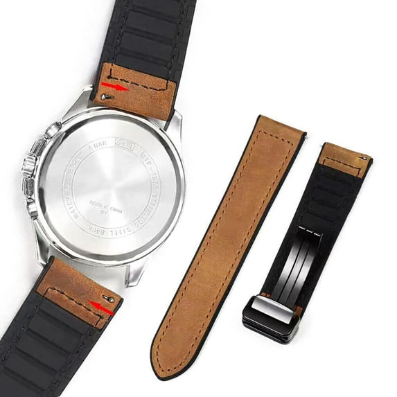 FIEWESEY Magnetic Buckle Leather Replacement Strap Watch Band Compatible with Samsung Galaxy Watch 4/5/6 40mm 44mm/Watch 5 Pro 45mm/Watch 4 classic 46mm 42mm/Watch 6 classic 47mm 43mm(Dark Brown)