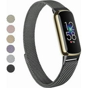 FIEWESEY Metal Band Compatible with Fit bit Luxe Bands, Stainless Steel Mesh Loop Adjustable Wristband Replacement Strap for Fit bit Luxe/Luxe Special Edition Fitness Tracker Women Men - Black