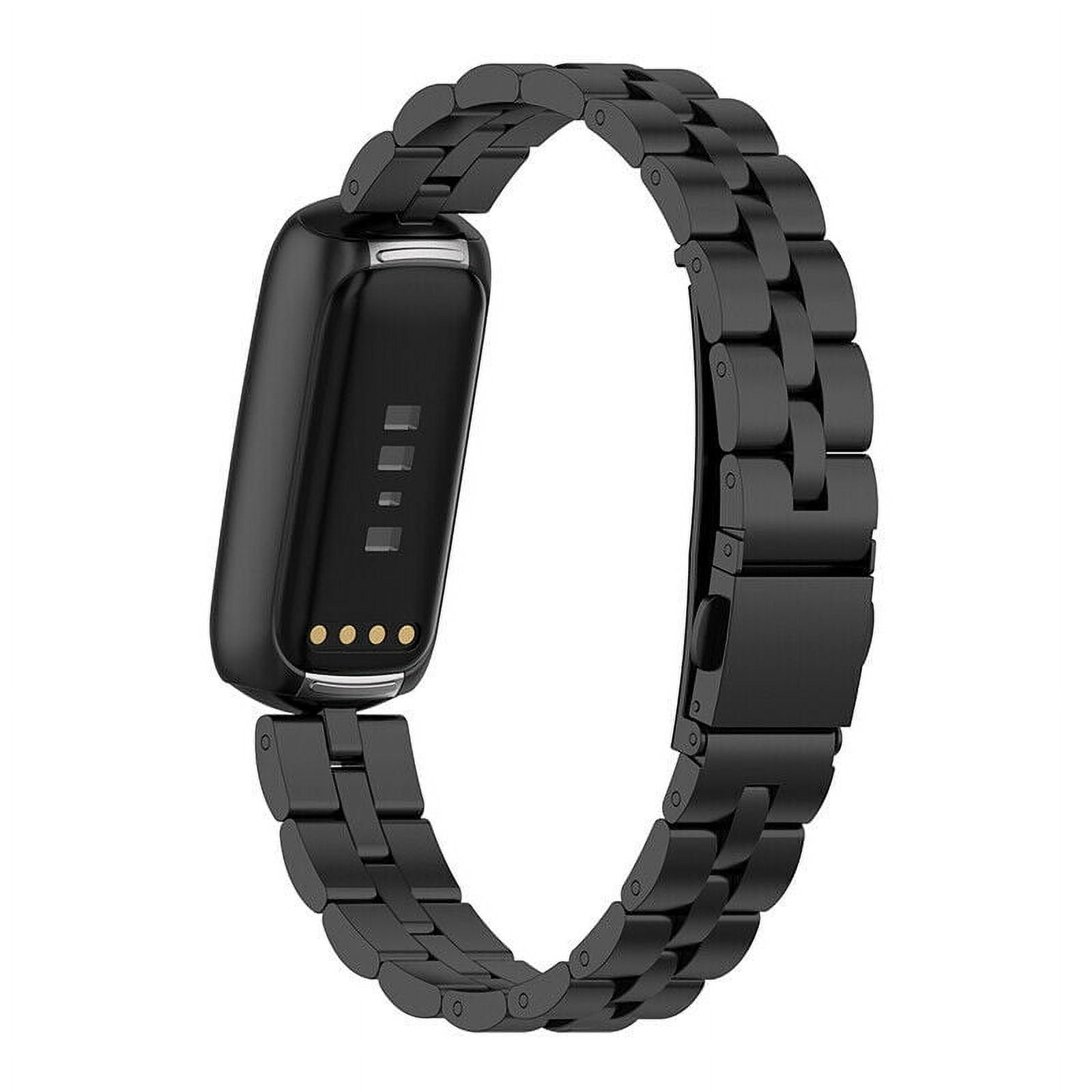 FIEWESEY Metal Bands Compatible with Fitbit Luxe Band Stainless Steel Metal Band Replacement Wristband Women s Men s Watch Accessories for Fitbit Luxe Black Walmart