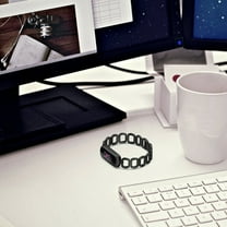 FIEWESEY Metal Replacement Bands For Fitbit Luxe Tracker Watch Stainless Steel Adjustable Links Wristband Bracelet Strap Women Men(Black)