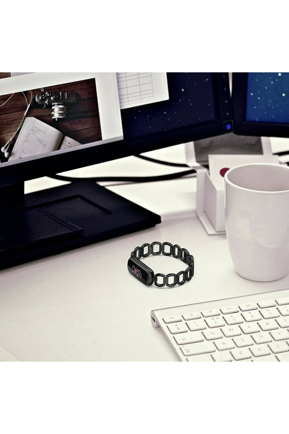 Metal Replacement Bands For Fitbit Luxe Tracker Watch Stainless Steel Adjustable Links Wristband Bracelet Strap Women Men(Black)