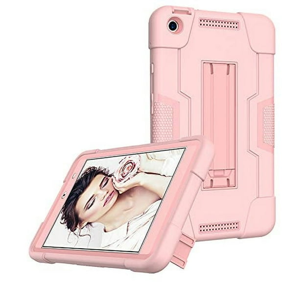 FIEWESEY for Moxee 8 inch Tablet Case , Heavy-Duty Drop-Proof and Shock-Resistant Rugged Hybrid Full-Body Protective case(with Built-in Stand) for Moxee 8 inch Model MT-T800 Tablet(Rose Gold)