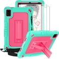 thumbnail image 1 of FIEWESEY for Moxee Tablet 2 Kids Case 8 inch ,Shockproof Kids Rugged Case with Shoulder Strap Case for Moxee 8 inch (Model:MT-T8B22) 2022 Released Tablet+Screen Protector (Green/Pink,2 Pcs), 1 of 8