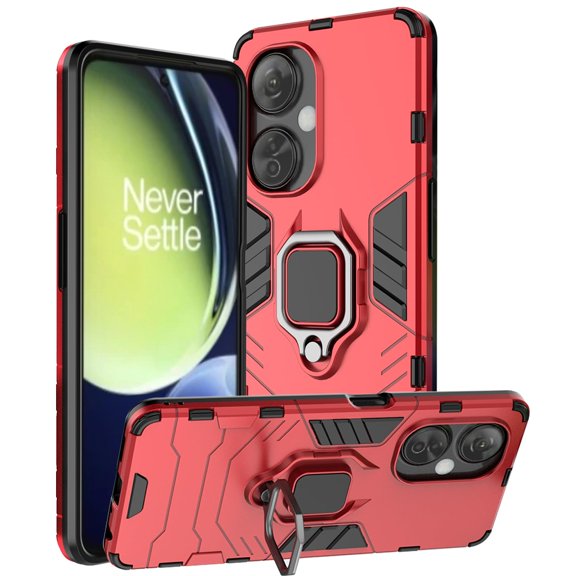 FIEWESEY for One Plus Nord 3 Phone Case, Shoftproof Military Grade Drop Protective Case with Kickstand Rugged Phone Case for One Plus Nord 3/One Plus ACE 2V (Red)