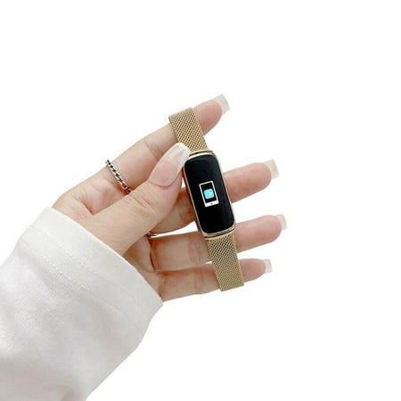 FIEWESEY Replacement Bands Compatible with Fitbit Luxe, Milanese Stainless Steel Metal Lock Replacement Wristband for Women Men (Rose Gold)