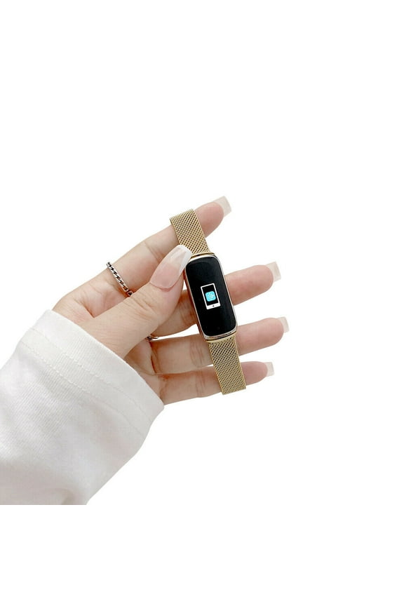 Replacement Bands Compatible with Fitbit Luxe, Milanese Stainless Steel Metal Lock Replacement Wristband for Women Men (Rose Gold)