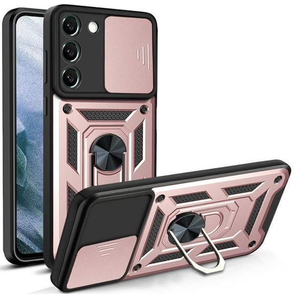 FIEWESEY for Samsung Galaxy S23 Phone Case,[360°Rotatable Kickstand] Military Grade Protection Anti-Scratch Phone Case,Magnetic Car Mounts Support for Samsung Galaxy S23 5G (Rose Gold)