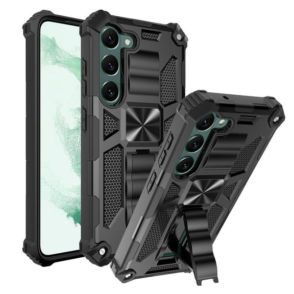 FIEWESEY for Samsung Galaxy S23 Phone Case,Military Grade Anti-Drop Shockproof Armor Protection Case Built-in Kickstand Cover for Samsung Galaxy S23(Black)