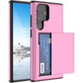 thumbnail image 1 of FIEWESEY for Samsung Galaxy S24 S24 Plus S24 Ultra Case , Dual Layer Protective Shockproof Pocket Credit Card License Rugged Sturdy Shell Slide Wallet Phone Case for Samsung Galaxy S24 Plus, Pink, 1 of 6