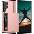 thumbnail image 1 of FIEWESEY for Samsung Galaxy S24 S24 Plus S24 Ultra Case, Dual Layer Protective Shockproof Pocket Credit Card License Rugged Sturdy Shell Slide Wallet Case for Samsung Galaxy S24 Ultra, Rose Gold, 1 of 8