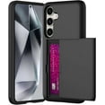thumbnail image 1 of FIEWESEY for Samsung Galaxy S24 S24 Plus S24 Ultra Case, Dual Layer Protective Shockproof Pocket Credit Card License Rugged Sturdy Shell Slide Wallet Phone Case for Samsung Galaxy S24,Black, 1 of 7