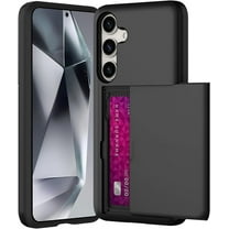 FIEWESEY for Samsung Galaxy S24 S24 Plus S24 Ultra Case, Dual Layer Protective Shockproof Pocket Credit Card License Rugged Sturdy Shell Slide Wallet Phone Case for Samsung Galaxy S24,Black