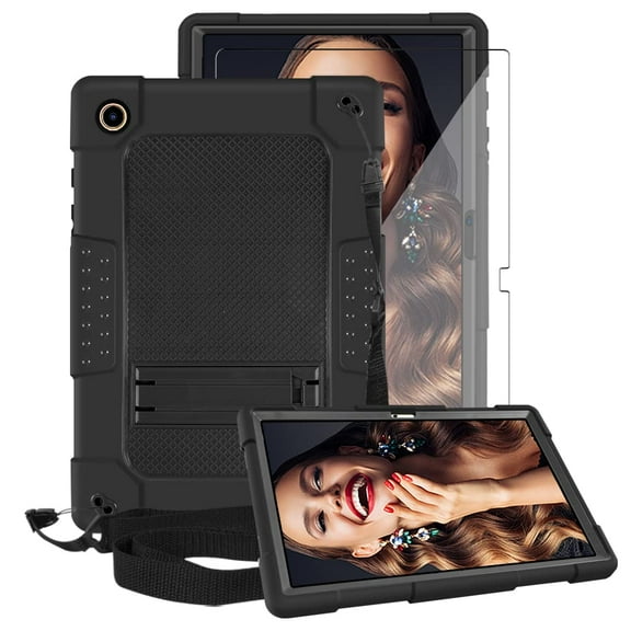 FIEWESEY for Samsung Galaxy Tab A8 Tablet Case,Heavy-Duty Drop-Proof Shock-Resistant Kids Friendly Rugged Cover for Samsung Galaxy Tab A8 10.5 inch+Screen Protector (Black/Black,1 Pcs)