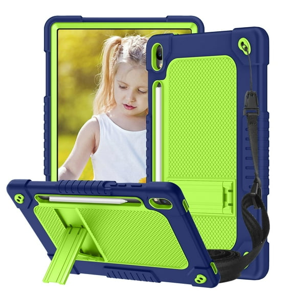 FIEWESEY for Samsung Galaxy Tablet S9 11 in / Galaxy Tablet S9 FE 5G 2023 Shockproof Kids Friendly Case with S Pen Holder / Kickstand / Shoulder Strap for Galaxy Tab S9 FE 10.9''/ S9 11'' (Navy Green)
