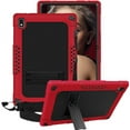 thumbnail image 1 of FIEWESEY Shockproof Kids Friendly with Kickstand Shoulder Strap Hybrid case for Vastking KingPad K10/KingPad K10 Pro/KingPad Z10/BYYBUO SmartPad A10/Oangcc 10.1" Android 10 Tablet(Red/Black), 1 of 6