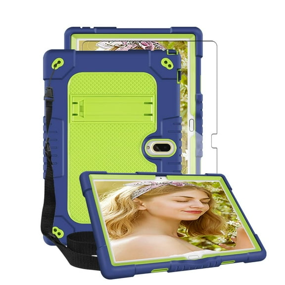 FIEWESEY Shockproof Rugged Kids Case for MAGCH M210/M101/L21/ZONKO K118/K116/Feonal K116/MEIZE K116/K118/Xiashuanghu RS10/Kaktin/TPSPAD Android 10 10 inch Tablet+Screen Protector(Navy/Green,1 Pcs)