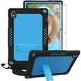 thumbnail image 1 of FIEWESEY Shoulder Strap Soft Silicone&Hard Back Shockproof Kids Friendly Case for Vastking KingPad K10/K10 Pro/Z10/BYYBUO SmartPad A10/Oangcc 10.1" Tablet+Screen Protector(Black/Blue,1 Pcs), 1 of 6