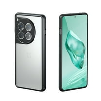 FIEWESEY Slim Fit Case for OnePlus 12 12R, Translucent Matte Shockproof Bumper Case with Camera Cover for One Plus 12, Military Grade Drop Proof Scratch Resistant Silicone Phone Cover, Black Clear