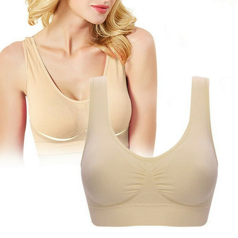 FIEWESEY Sports Bras for Women Seamless Sports Bra High Impact Bralette Running Yogo Workout Vest Outdoor XXL Flesh colored