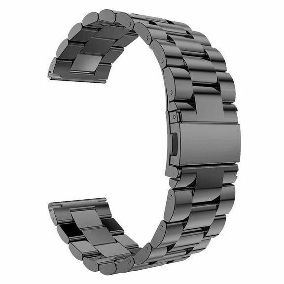 FIEWESEY Stainless Steel Band Compatible with LG Style W270 18mm Bands Replacement Solid Stainless Steel Link Bracelet Band Strap with Durable Folding Clasp For LG Style W270 18mm-Black