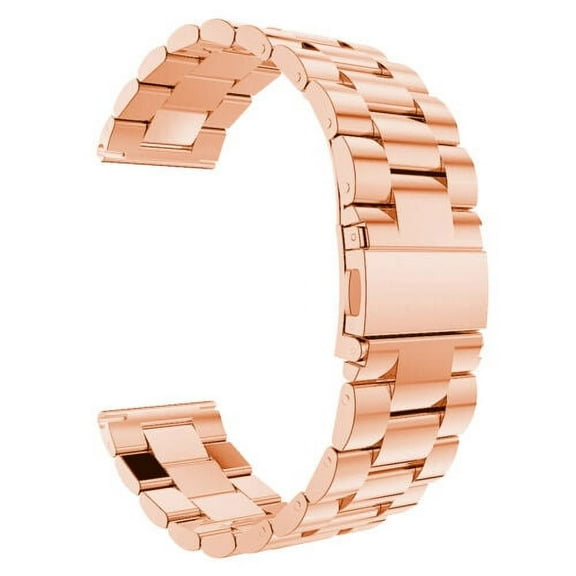 FIEWESEY Stainless Steel Band Compatible with LG Style W270 18mm Bands Replacement Solid Stainless Steel Link Bracelet Band Strap with Durable Folding Clasp For LG Style W270 18mm-Rose Gold