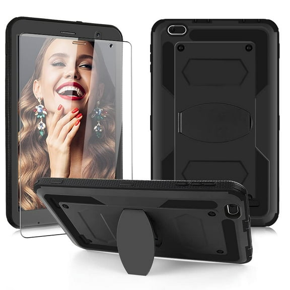 FIEWESEY for Sunshine T1 Elite Case,Shockproof Kids Case for Dragon Touch Y80/Winnovo M8/TECLAST P80H/P80X/Mix/MatrixPad S8/FANGOR F-863/FOXXD T8/Gateway 8 Inch Tablet+Screen Protector (Black,1 Pack)