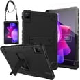 thumbnail image 1 of FIEWESEY for TCL NXTPAPER 11 Tablet Case with Tempered Glass Screen Protector, Rugged Armor Stand Cover for TCL NXTPAPER 11 inch 9166G 9466X 2023 Android 13 Tablet with Shoulder Strap (Black+Black), 1 of 8