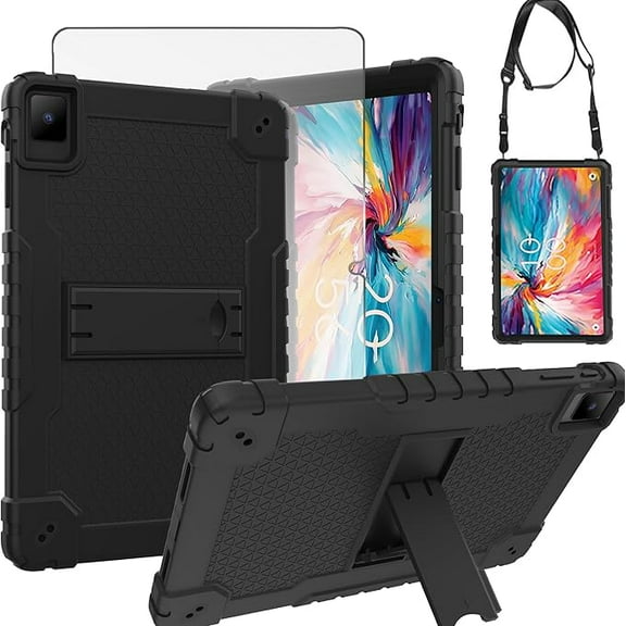 FIEWESEY for TCL TAB 10 NXTPAPER 5G 10.4 Inch Tablet Case Shockproof Silicone Protective Cover with Screen Protector for TCL TAB 10 NXTPAPER 5G 10.4 Inch Model 9199S Tablet (Black/Black/1 PC)