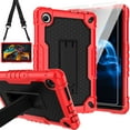 thumbnail image 1 of FIEWESEY for TCL Tab 8 LE 9137W Tablet Case,Shoulder Strap Soft Silicone&Hard Back Shockproof Kids Friendly Case for TCL Tab 8 LE 9137W/TCL Tab 8 WiFi 9132X+Screen Protector (Red/Black,2 Pcs), 1 of 7