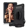 thumbnail image 1 of FIEWESEY for TCL Tab Pro 5G Case Built in Rotating Kickstand / Shoulder Strap Hand Strap Hybrid Shockproof Armor Kids Friendly Case for Nokia T20 / Vastking KingPad M10 10.36 inch - 2*Black, 1 of 6