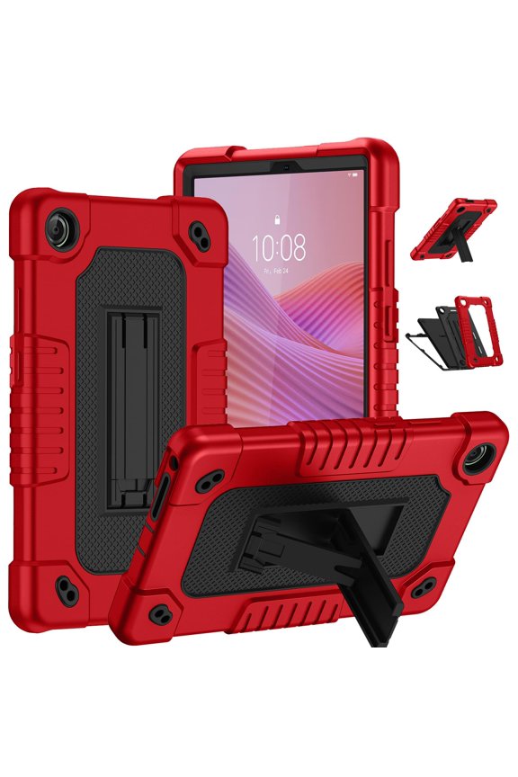 Tablet Case for Lenovo Tab One (TB305FU) 8.7 inch Heavy Duty Shockproof Protection Cover with Shoulder Strap Kickstand for Lenovo Tab K9 8.7 inch 2025 (Model: TB305FU) / Tab One (RedBlack)