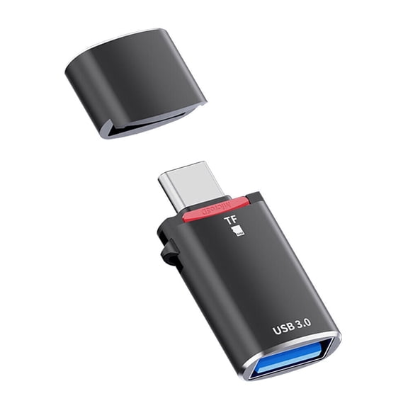 FIEWESEY USB C to USB Adapter USB C Male to USB 3.0&TF Card Reader Female Adapter Fit For MacBook Pro Air , iPad Pro Samsung Notebook Dell XPS iPhone 15 Pro Max and More Type C Devices - Black,1 Pcs