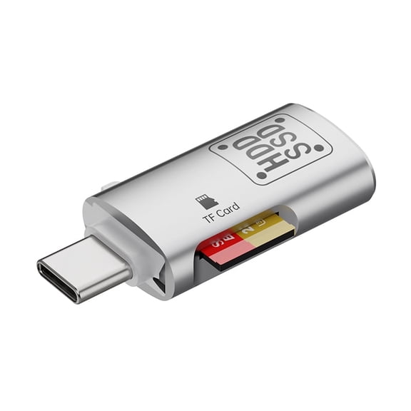 FIEWESEY USB C to USB,USB C Micro SD Card Reader, Type C to Micro SD Card Adapter, Portable SD Card Reader USB C for TF Micro SDHC SDXC, Compatible with Samsung/Mac/iPad Pro/iPhone 15 16 - Silver