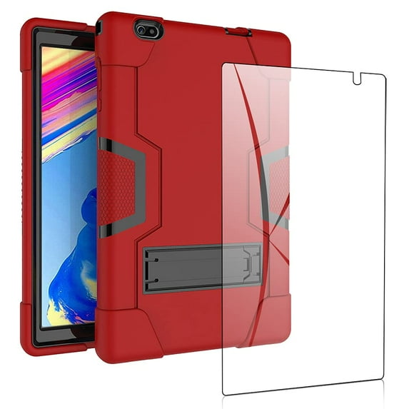 FIEWESEY for Vankyo matrixpad S20 Case,Shockproof Rugged Case for Facetel Q3 Pro/TOSCIDO P20/P101/TOPELOTEK MID1001S/VUCATIMES N20/DUODUOGO Tbalet 10 Inch+Screen Protector(Red/Black, 1 Pack)