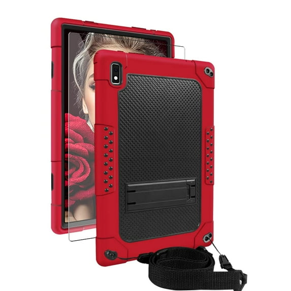 FIEWESEY for Vastking KingPad K10 Pro Tablet Case,Heavy-Duty Drop-Proof Shock-Resistant Kids Friendly Rugged Cover for Vastking KingPad K10 Pro 10.1 inch+Screen Protector (Red/Black,1 Pcs)