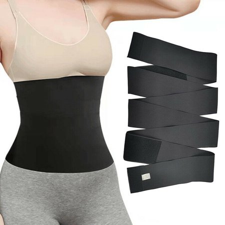 FIEWESEY Waist Trainer Belt Long Torso Bandage Wrap Waist Trainer Tape Women's Snatch Me Up Slimming Tummy Sauna Belt Spandex and Polyester, Black